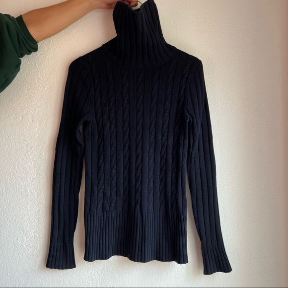 J. Crew Navy Wool Cable Sweater size Small - Picture 2 of 6